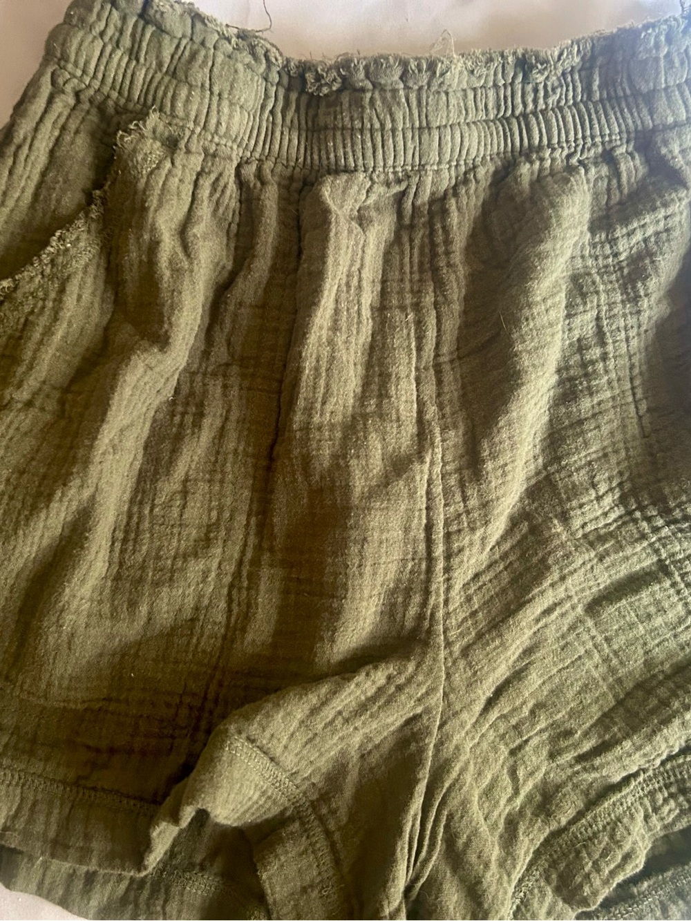 Aerie Pool to Party Olive Green Women's Cotton Gauze Shorts - Picture 3 of 4